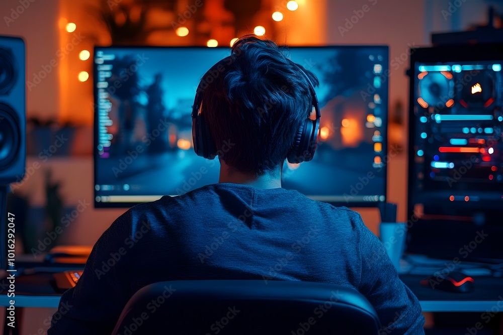 Aufkleber live streaming content creator with stylish computer setup for digital tutorials and entertainment