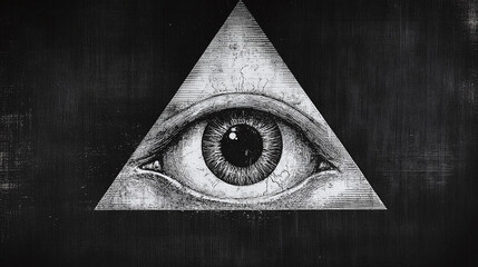 The All-Seeing Eye of the Illuminati in a Triangle