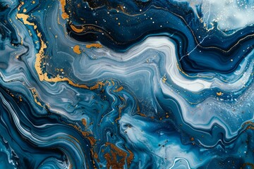 Photo of Ocean blue agate marble pattern with golden veins. Background texture for backdrops or mapping