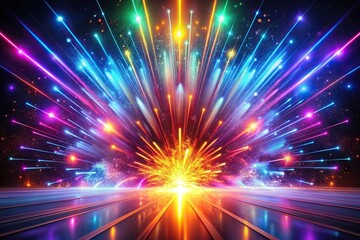 neon explosions illuminating dark abstract formations