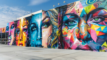 Fototapeta premium An exhibition of unique and creative wall murals, showcasing the work of local