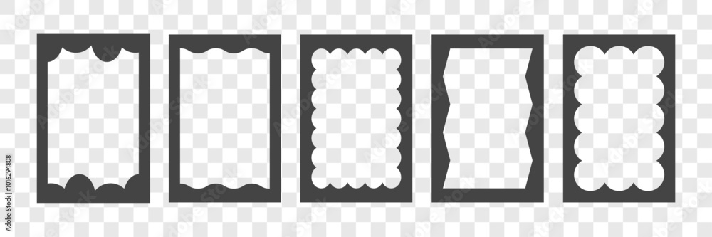 Poster black frames set. squiggle, smooth waves border for text or image. empty form shapes. vector