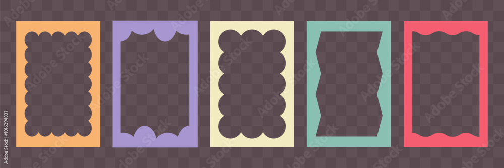 Aufkleber wiggly rectangular shapes collection. abstract border box for text or images. geometric form for soc