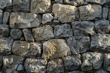 Fototapeta premium Photo of Old grey antique cobble stone wall. Background texture for backdrops or mapping