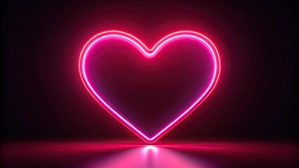 Neon heart shining brightly in the dark