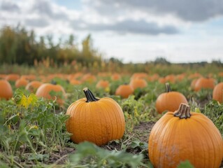 Harvested pumpkins in a field