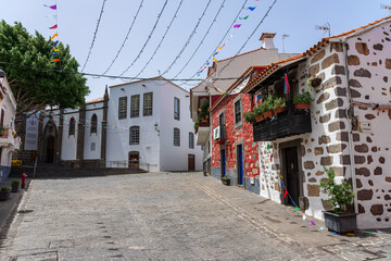 Streets and beautiful houses of the picturesque village of Santa Brigida. Gran Canaria, Canary Islands. Spain.