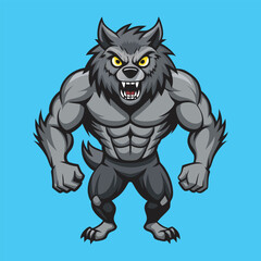 Angry werewolf  bodybuilder clipart vector design Illustration.