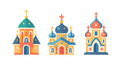 christmas illustration of church in the city  on transparent background