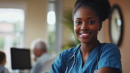 Fototapeta premium African American nurse providing elderly care in a retirement home