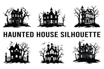 Obraz premium PrintHaunted house silhouette vector.