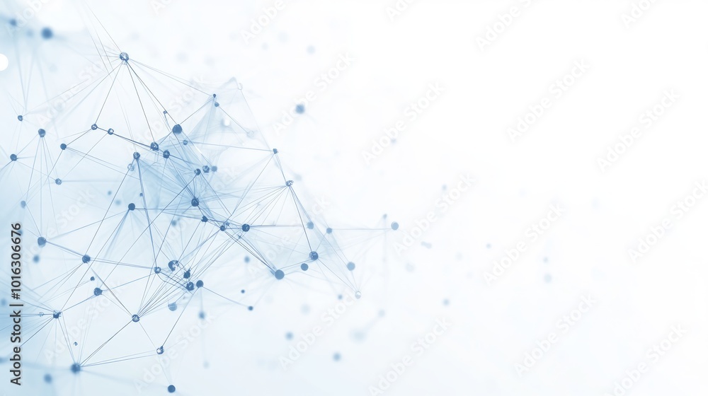 Aufkleber abstract digital network with connected nodes on a white background.