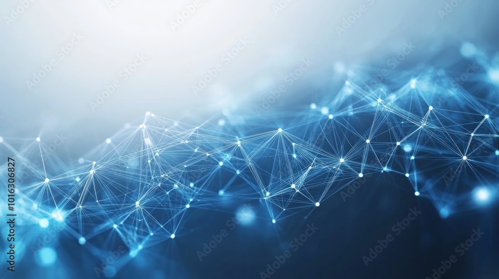 Aufkleber abstract digital network connection background with glowing blue nodes and lines.