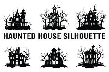 Obraz premium PrintHaunted house silhouette vector.
