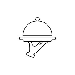 Vector dish icon. illustration of a restaurant waiter's hand symbol carrying food.