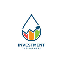 Investment icon vector logo design with water drop creative concept Premium Vector