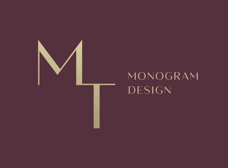 MT letter logo icon design. Classic style luxury initials monogram.
