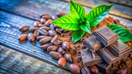 Obraz premium Experience the bliss of our Handmade Dark Chocolate Pile, a raw and indulgent delight crafted for true chocolate lovers. Treat yourself to