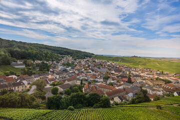 Obraz premium Le village de Verzenay et les vignobles de vin pétillant de Champagne