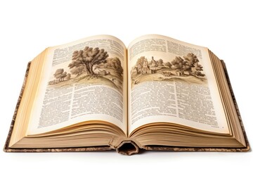 Opened encyclopedia publication reading book.