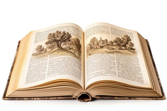 Opened encyclopedia publication reading book.