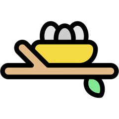 Vector Icon Nest, Sparrow, Birds, Gardening And Farming, Animal, Eggs
