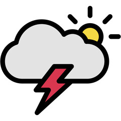 Vector Icon Cloudy, Sun, Rainy, Weather, Spring, Nature