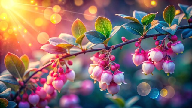 In a stunning close-up, Gaultheria shallon blossoms unveil nature&rsquo;s surreal artistry, where vibrant petals and intricate textures harmonize,