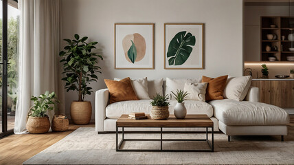 Modren living room interior desine, meditaional and mind relaxation place,