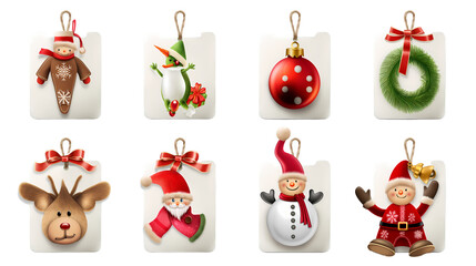 Fototapeta premium christmas decorations set of christmas elements icons tag label on transparent background 