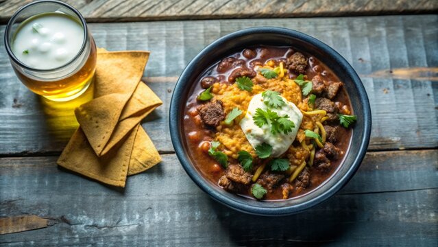 Indulge in a warm bowl of beef chili, crowned with gooey cheddar cheese, ideal for passionate food lovers and aspiring home cooks alike.