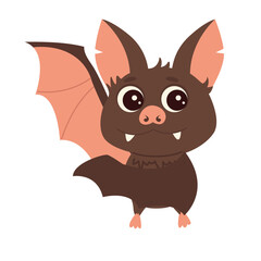 Cute cartoon bat isolated on a white background. Halloween. Vector illustration.