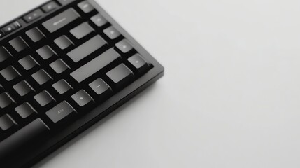 A black keyboard on a white background.