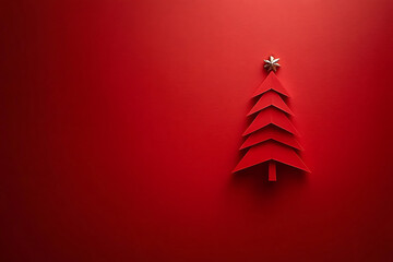 modern minimalist christmas greeting card with simple christmas tree