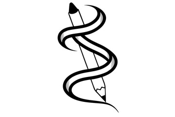 A striking black and white sketch of a pencil vector illustration.