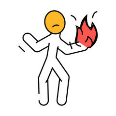 fired up man accident line icon vector. fired up man accident sign. isolated symbol illustration