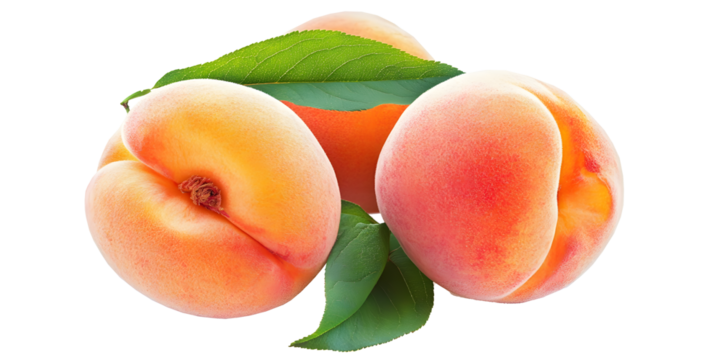 peaches isolated on white background, generative ai