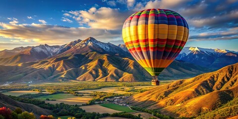 Obraz premium High angle view of hot air balloon over Wasatch Mountains Utah