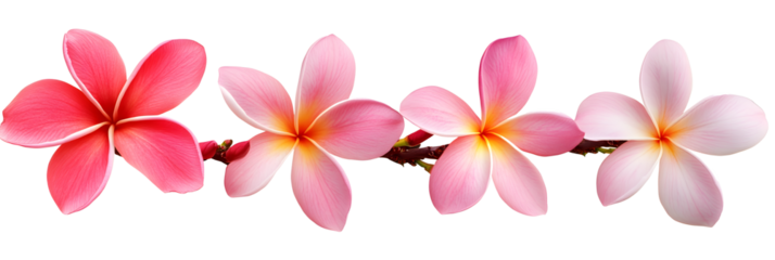 beautiful pink plumeria rubra flower isolated on White background, generative ai