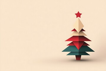 modern minimalist christmas greeting card with simple christmas tree