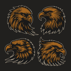 Vector of eagle head with monochrome style in black background