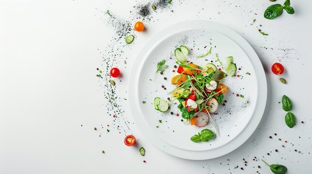 A minimalistic food menu with detailed item listings and prices on a pristine white background.