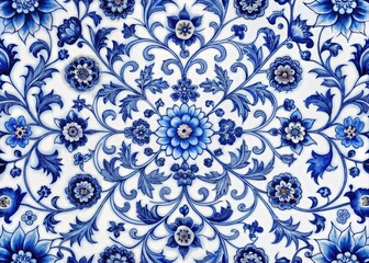Intricate Blue Floral Porcelain Pattern for Fashion Photography Inspiration