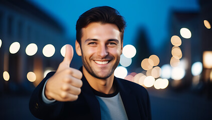 happy man giving smiling showing approval positive trustworthy gesture