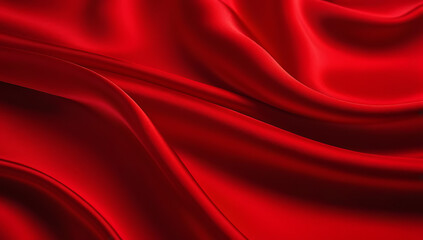 Obraz premium red satin fabric background luxurious soft surface smooth curves elegant decoration material rippling texture flow