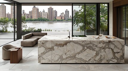 Modern Bright Kitchen with Sleek Cabinetry and Views