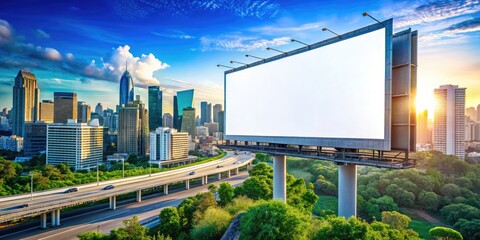 Obraz premium Large Blank Billboard in Urban Setting for Creative Marketing Opportunities