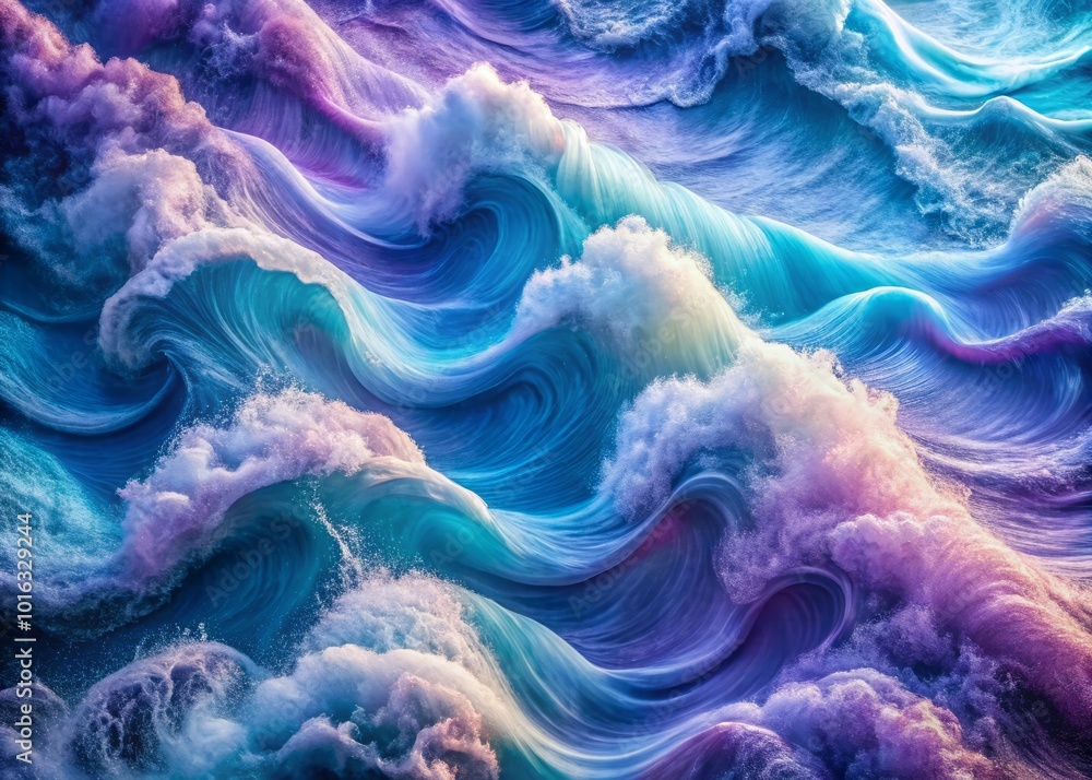 Poster the abstract design features intricate lilac blue maze waves, offering a captivating pattern. perfec