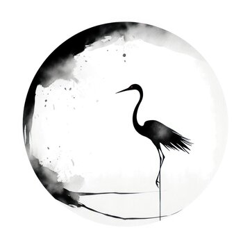 recommend clip art: Stroke outline crane frame animal circle stork.