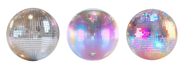 Disco Light Balls Set on Transparent Background